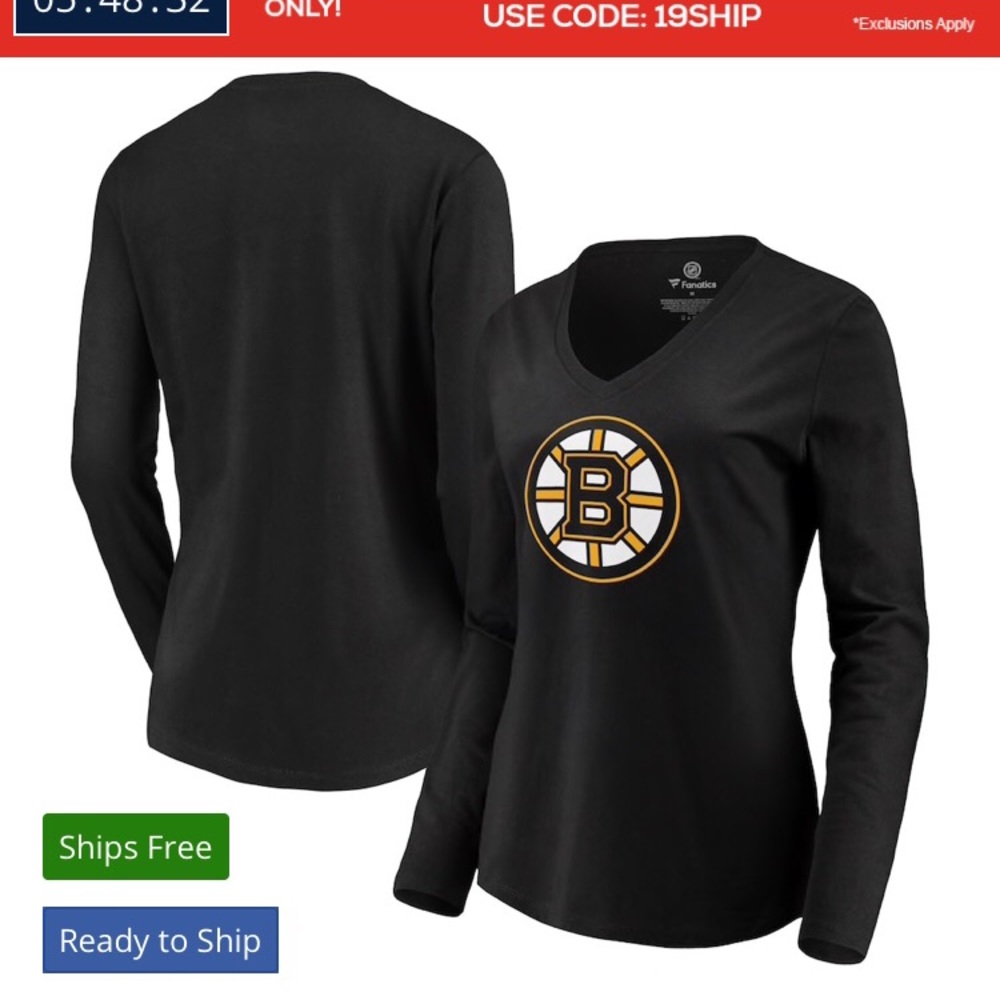 NWT Boston Bruins Women’s Black Long Sleeve Shirt